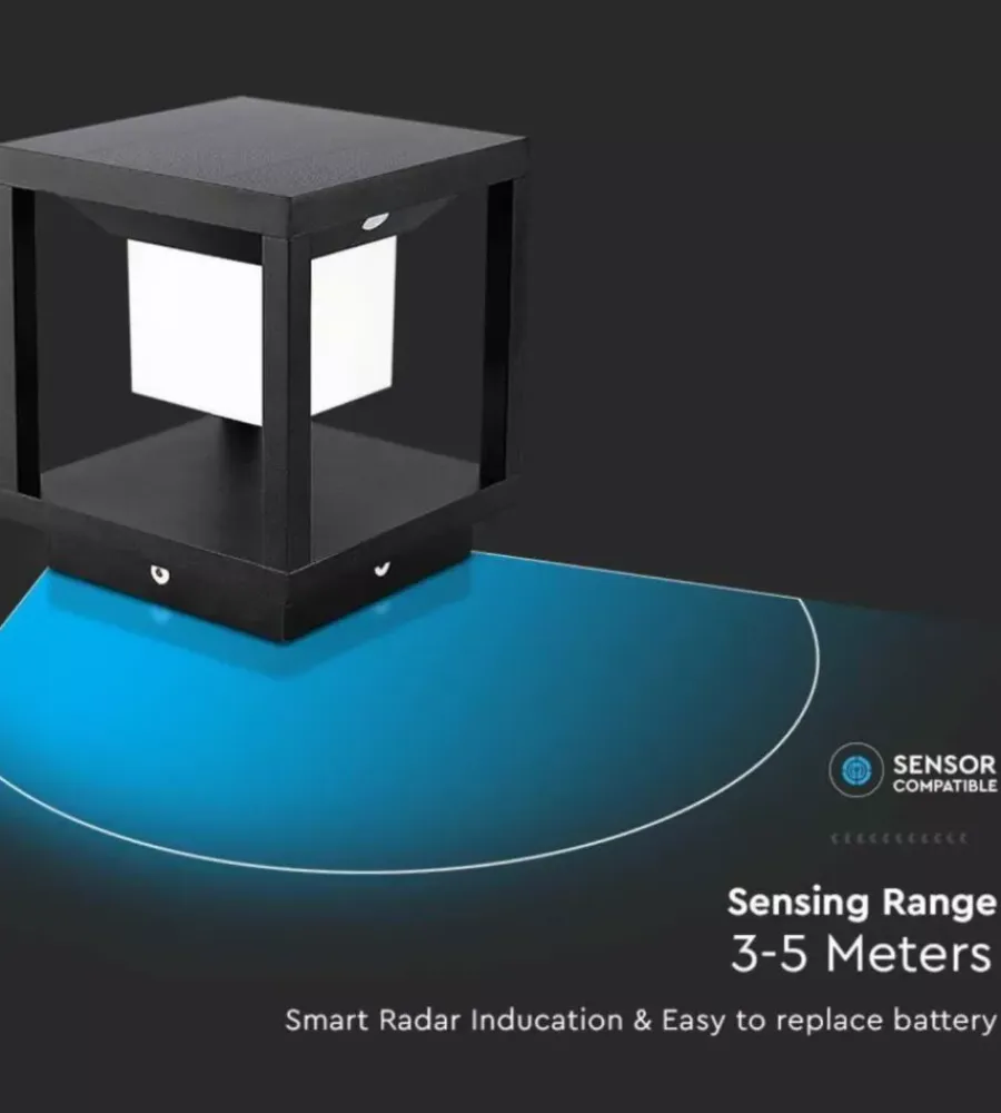 Illuminazione Per Esterno|Lampada led solare da terra da esterno vtac nero 3000k