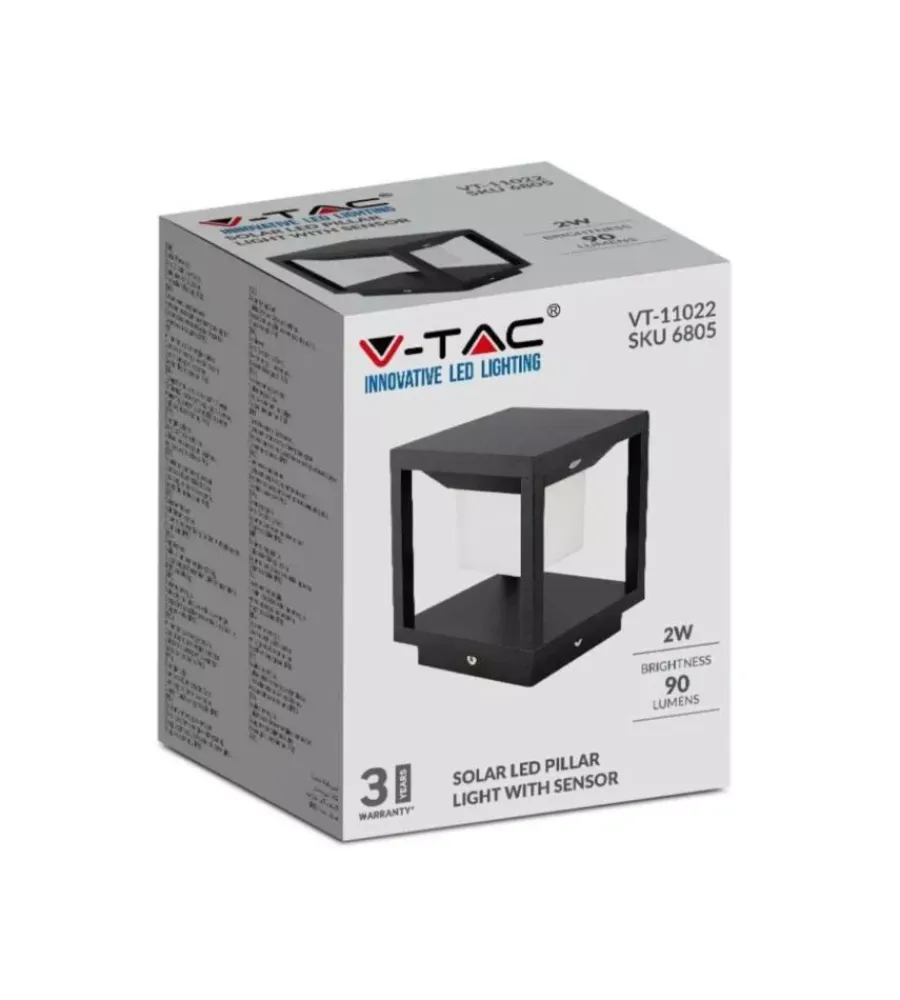 Illuminazione Per Esterno|Lampada led solare da terra da esterno vtac nero 3000k
