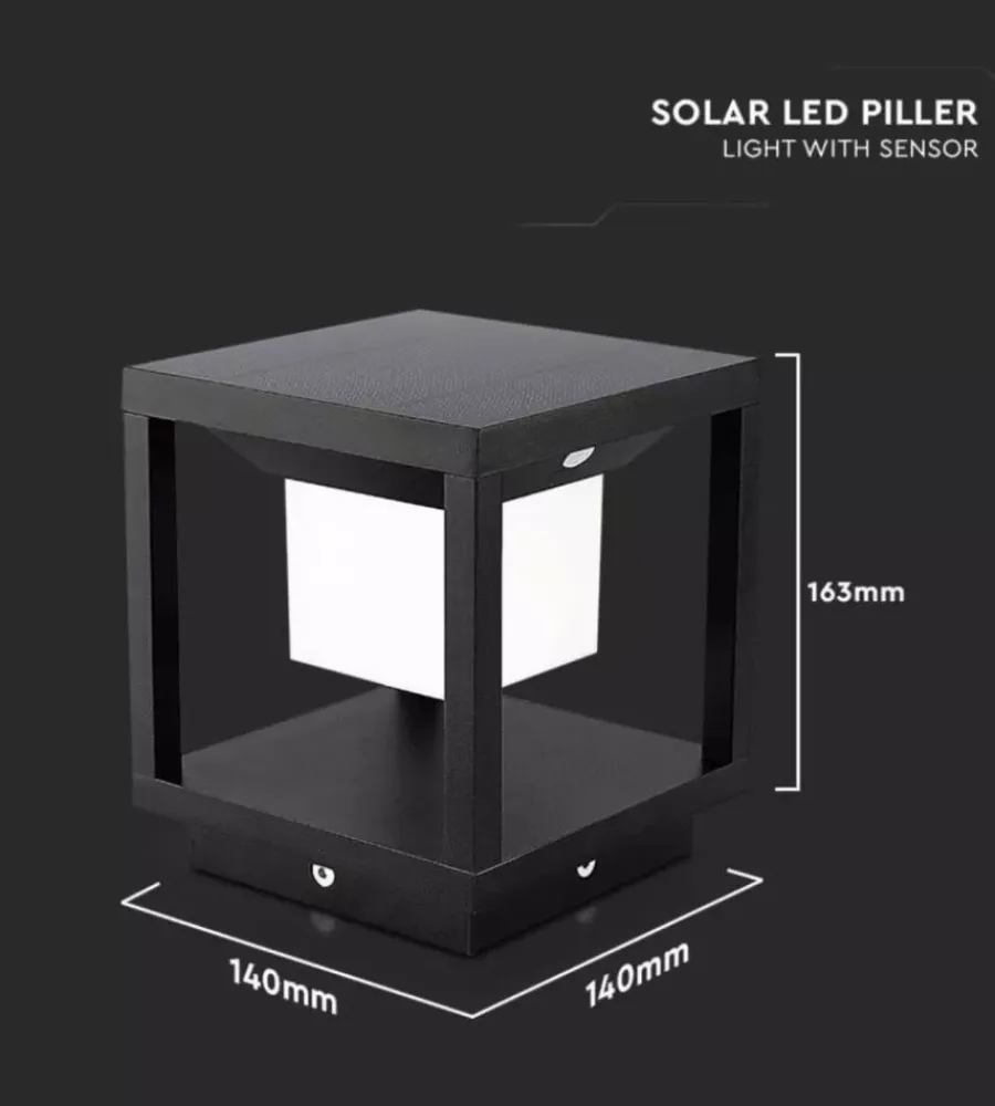 Illuminazione Per Esterno|Lampada led solare da terra da esterno vtac nero 3000k