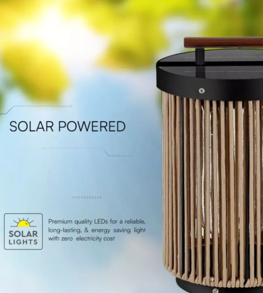 Illuminazione Per Esterno|Lampada led solare ricaricabile da esterno vtac marrone con telecomando 3000k