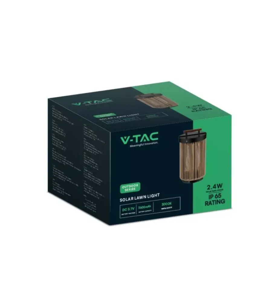 Illuminazione Per Esterno|Lampada led solare ricaricabile da esterno vtac marrone con telecomando 3000k