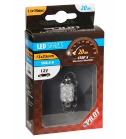 Elettrico|Lampada siluro 6 led 12v - 13x35 mm - sv8,5-8 - 1 pz  - scatola - bianco  58429