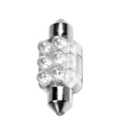 Elettrico|Lampada siluro 6 led 12v - 13x35 mm - sv8,5-8 - 1 pz  - scatola - bianco  58429