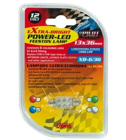 Elettrico- Lampada siluro 6 led 12v - 13x35 mm - sv8,5-8 - 1 pz  - d/blister - blu  58427