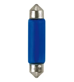 Elettrico|Lampada siluro blue dyed glass 12v - 11x44 mm - 10w - sv8,5-8 - 2 pz  - d/blister  58310