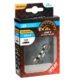 Elettrico- Lampada 12v hyper-led 6 - 2 smd x 3 chips - 10x42 mm - sv8,5-8 - 1 pz 58449