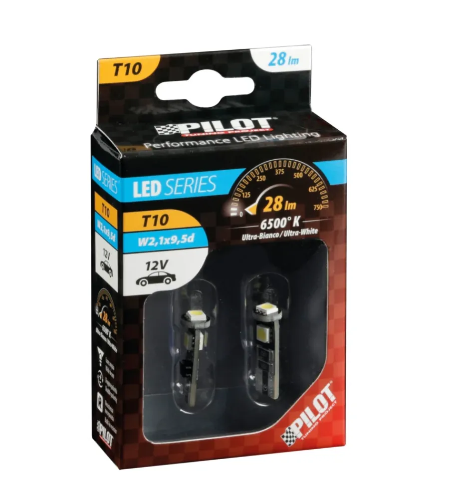 Elettrico- Lampada 12v hyper-led 9 - 3 smd x 3 chips - (t10) - trifocus - w2,1x9,5d - 2 pz 58462