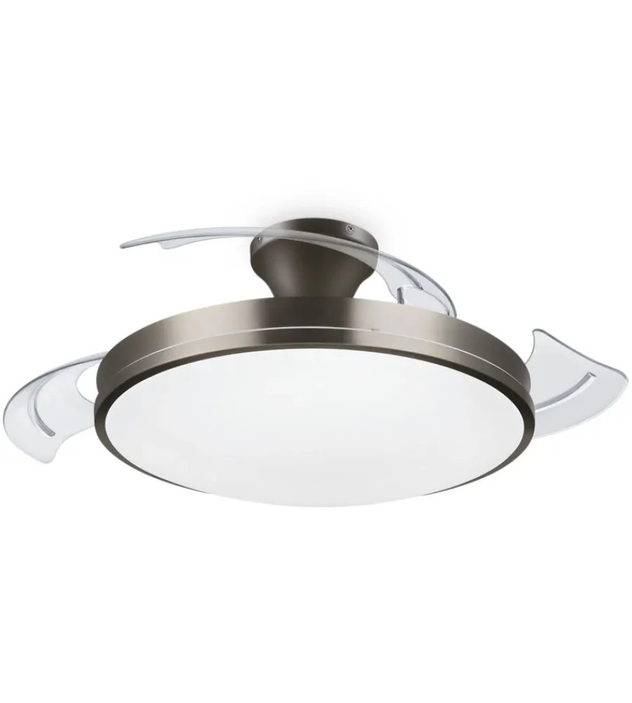 Illuminazione Per Interno-Philips Lampada ventilatore a led "atlas nickel" colore acciaio, 5500 k