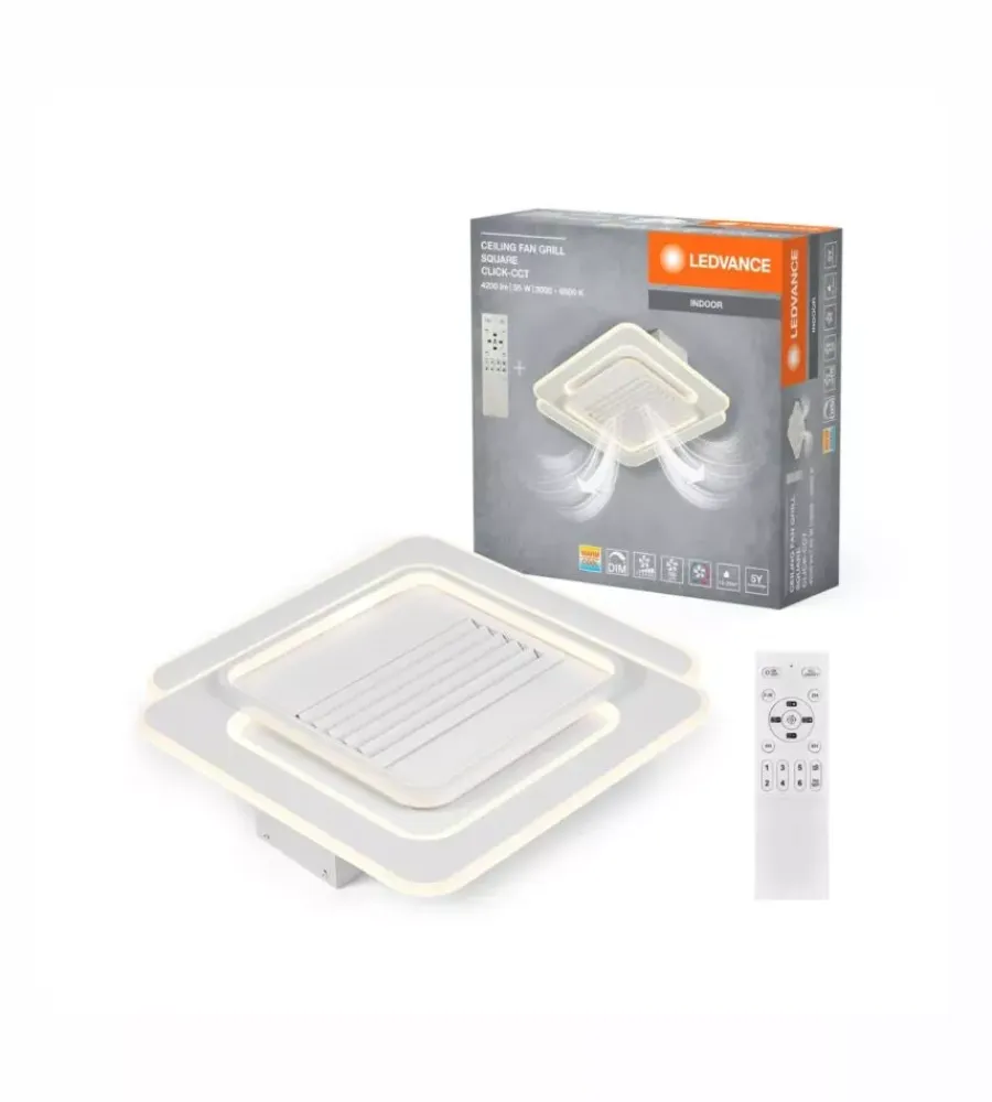 Online Lampada ventilatore da soffitto osram "grill square" con griglia quadrata bianco 55w Illuminazione Per Interno