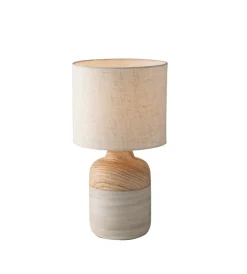 Illuminazione Per Interno|Lampada "woody" in ceramica e tessuto effetto legno, h 41 cm