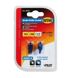 Discount Lampada zoccolo blue dyed glass 12v - (w5w) - 5w - w2,1x9,5d - 2 pz  - d/blister  58359 Elettrico