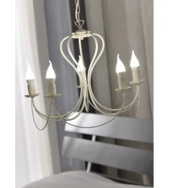 Onli Illuminazione Per Interno|Lampadario 5 luci "candela" in metallo avorio, e14
