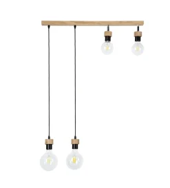 Clearance Lampadario 4 luci "clartina" metallo e legno, e27 Illuminazione Per Interno
