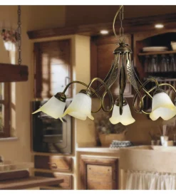 Online Lampadario 5 luci in metallo color bronzo, e14 Illuminazione Per Interno