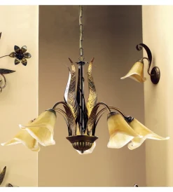 Lampadario 5 luci "alga" bronzo e14 Illuminazione Per Interno