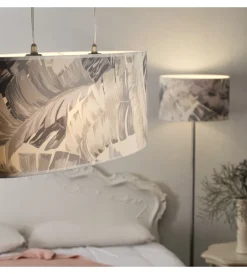 Sale Lampadario 2 luci "piume" grigio e27 Illuminazione Per Interno