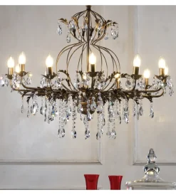Online Lampadario 12 luci "teresa" bronzo e14 Illuminazione Per Interno