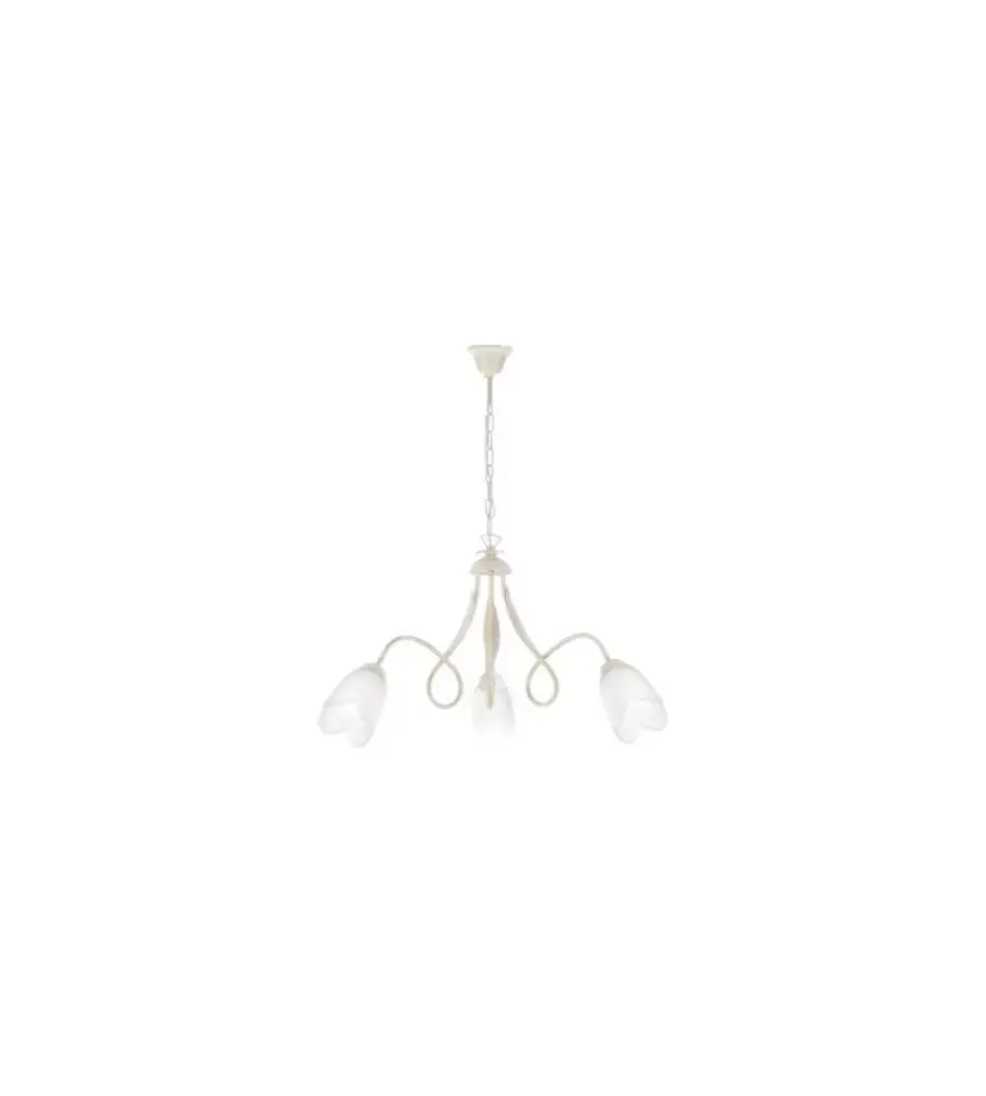 Illuminazione Per Interno-Onli Lampadario 3 luci "shabby" in metallo avorio anticato, e14