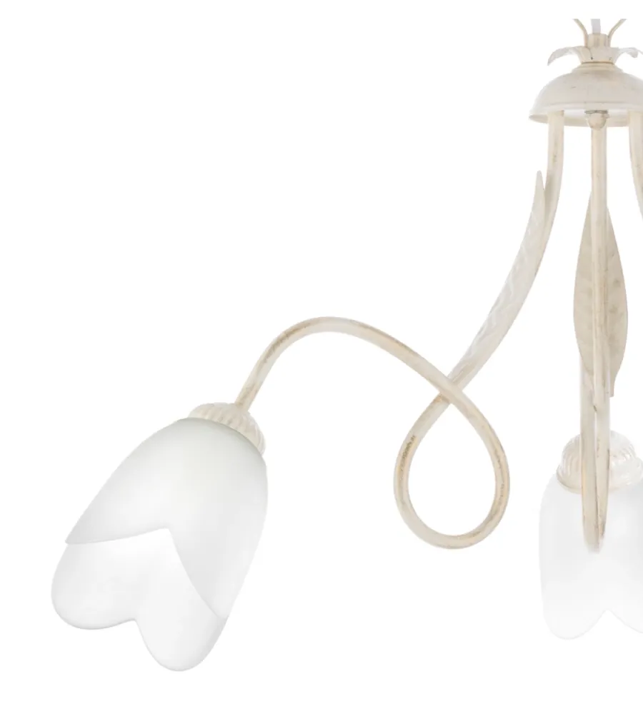 Illuminazione Per Interno-Onli Lampadario 3 luci "shabby" in metallo avorio anticato, e14