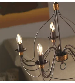 Onli Illuminazione Per Interno|Lampadario a 5 luci "fiamma" marrone, e14