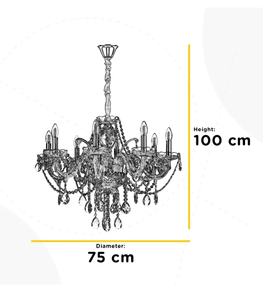 Illuminazione Per Interno-Onli Lampadario a 8 luci "svetlana" cristallo/cromo, e14