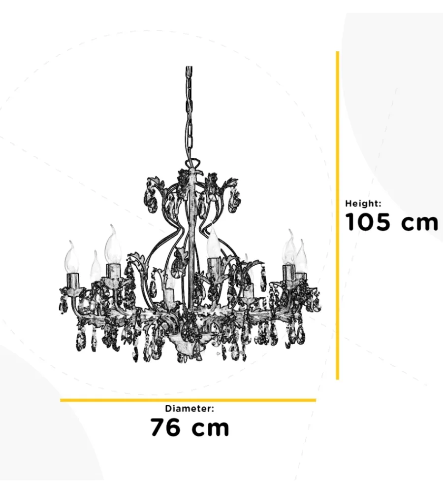 Illuminazione Per Interno-Onli Lampadario a 8 luci "teresa" avorio, e14