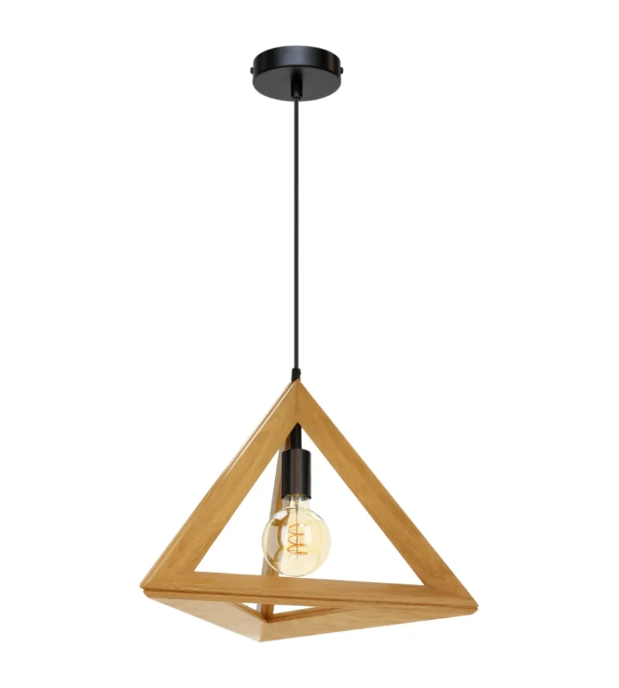 Illuminazione Per Interno-Onli Lampadario a sospensione "golino" triangolare legno e metallo 1 luce, e27