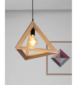 Illuminazione Per Interno-Onli Lampadario a sospensione "golino" triangolare legno e metallo 1 luce, e27