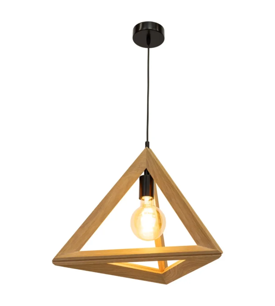 Illuminazione Per Interno-Onli Lampadario a sospensione "golino" triangolare legno e metallo 1 luce, e27