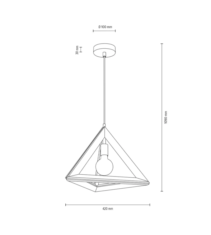 Illuminazione Per Interno-Onli Lampadario a sospensione "golino" triangolare legno e metallo 1 luce, e27