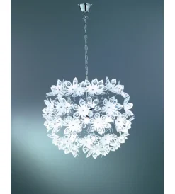 Illuminazione Per Interno|Lampadario "blowball" con fiori trasparenti diametro 50 cm