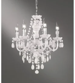 Illuminazione Per Interno|Lampadario classico "luster" 5 luci acrilico bianco cm 52