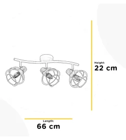 Hot Lampadario "ginger" 3 luci metallo nero, e14 Illuminazione Per Interno