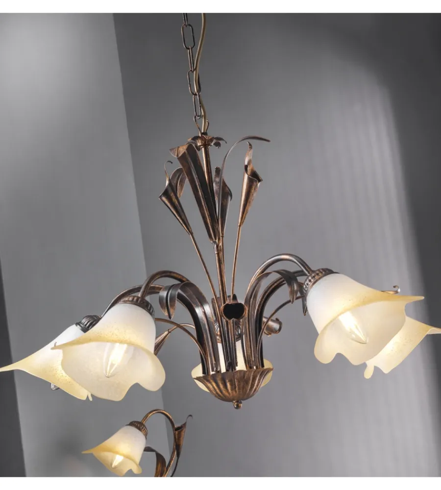 Illuminazione Per Interno-Onli Lampadario "lucrezia" 5 luci bronzo, e14
