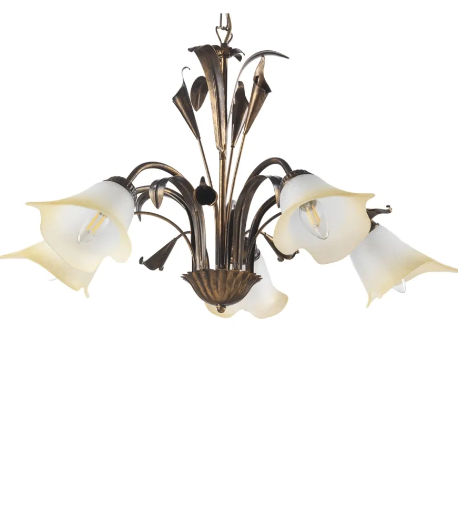 Illuminazione Per Interno-Onli Lampadario "lucrezia" 5 luci bronzo, e14
