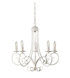 New Lampadario "pompei" 5 luci in metallo color avorio, e14 Illuminazione Per Interno