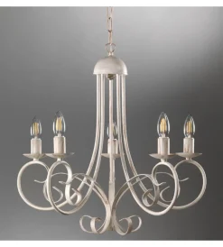 New Lampadario "pompei" 5 luci in metallo color avorio, e14 Illuminazione Per Interno