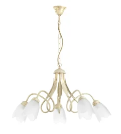 New Lampadario "shabby" 5 luci metallo color avorio, e14 Illuminazione Per Interno