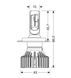 Lampa Auto Esterno|de led per auto 9-32v halo led serie 6 standard - (h4) - 30w - p43t - 2 pz  - scatola  57784