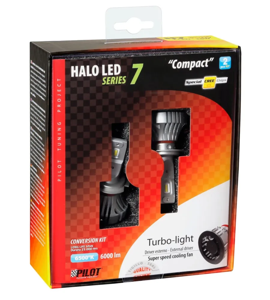 Auto Esterno-Lampa de led per auto 9-32v halo led serie 7 compact - (h7) - 36w - px26d - 2 pz - scatola 57778