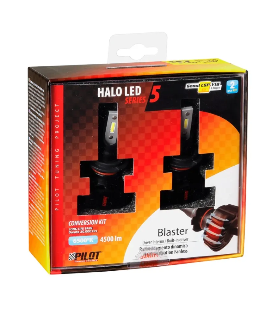 Auto Esterno-Lampa de led per auto 9-32v halo led serie 5 blaster - (h7) - 20w - px26d - 2 pz - scatola 57792