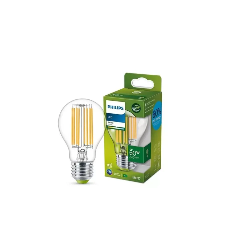 Philips Lampadine|Lampadina led a goccia trasparente 4w 3000k, e27
