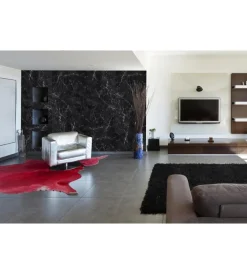 Pannelli Plastici|Lastra decorativa in polipropilene con stampa effetto marmo opaco "black", 100x50 cm