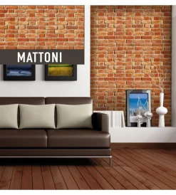 New Lastra decorativa in polipropilene con stampa effetto mattoni, 100x50 cm Pannelli Plastici