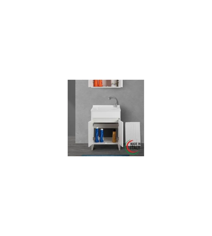 Mobiletti Multiuso- Lavatoio bianco laccato 2 ante, 60x84x50 cm