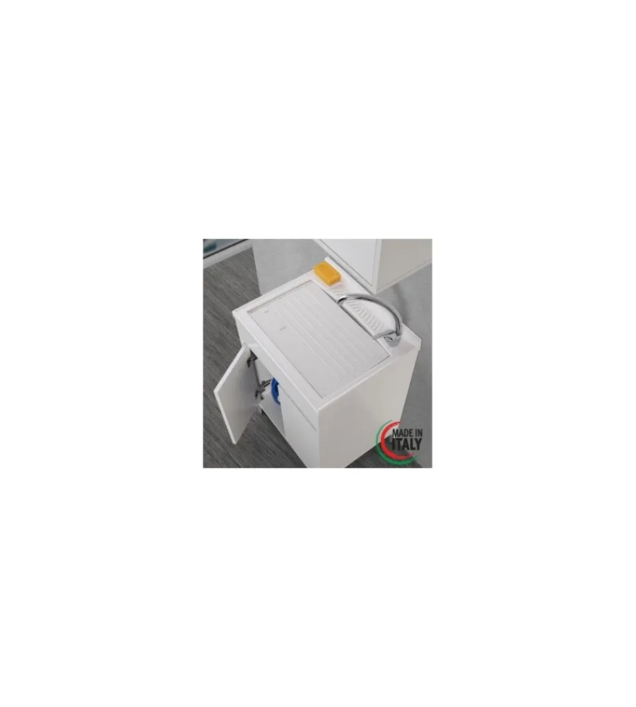 Mobiletti Multiuso- Lavatoio bianco laccato 2 ante, 60x84x50 cm