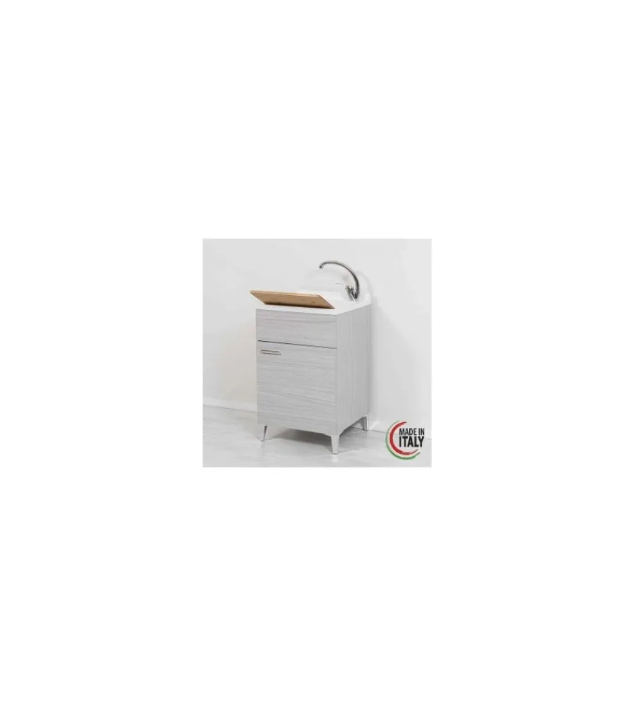 Mobiletti Multiuso- Lavatoio "slim" rovere grigio, 50x50x83 cm