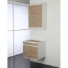 Clearance Lavatoio sospeso bianco e rovere, 60x50x61 cm Mobiletti Multiuso