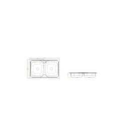 Lavelli- Lavello cucina da appoggio con 2 vasche, 50x80 cm