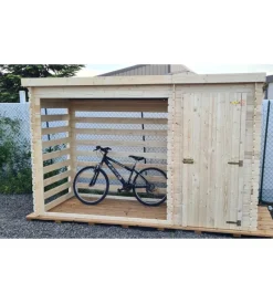 Online Legnaia armadio da esterno multiuso in legno massello 329x122x195 cm Contenitori Da Esterno